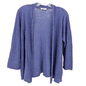 Eileen Fisher Blue Open Ribbed Cardigan Sz L